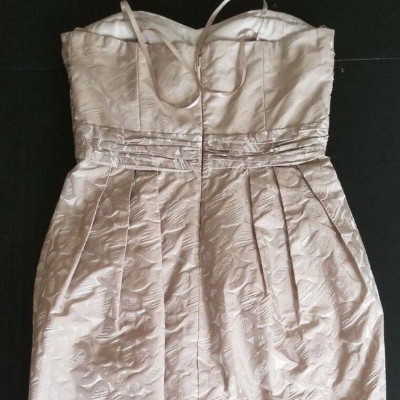 Max And Cleo Beige Taffeta Jacquard Strapless Cocktail Prom Dress Size 6 NWT - Picture 7 of 15